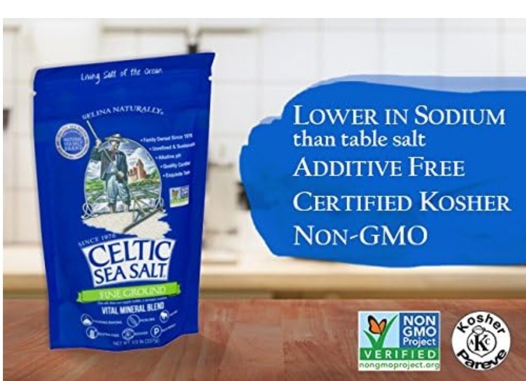 Light Grey Selina Celtic Sea Salt GROUND 1 LB 16 oz Bag ReSealable