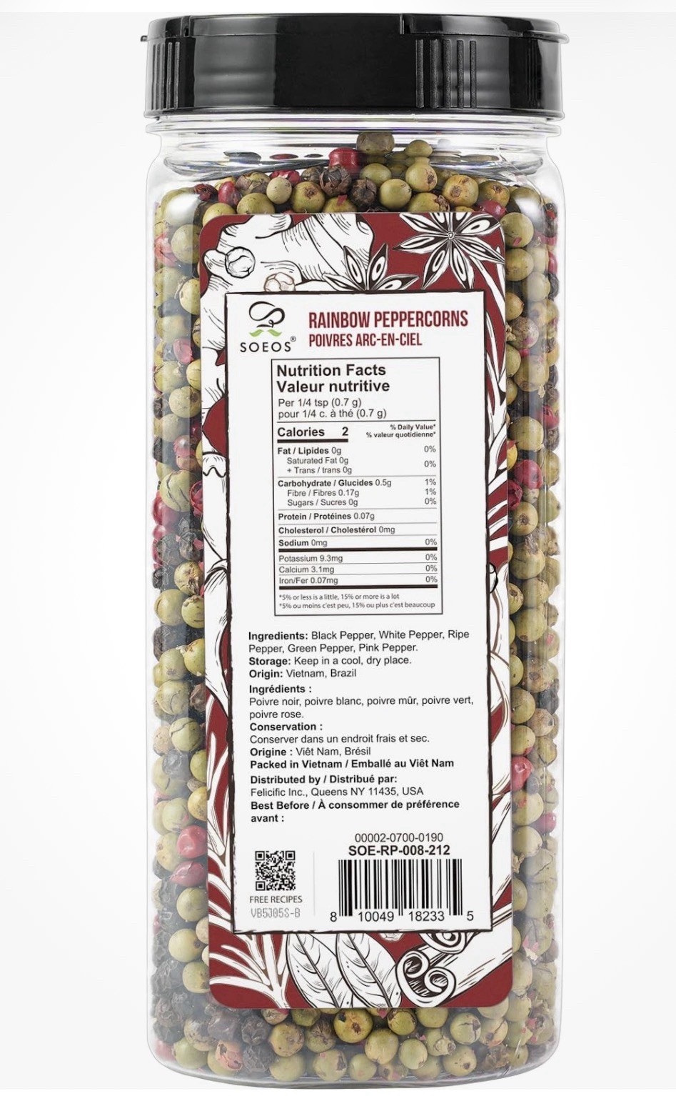 Rainbow Peppercorns, 8oz (Pack of 1), Non-GMO, , Packed to Keep Peppers Fresh…