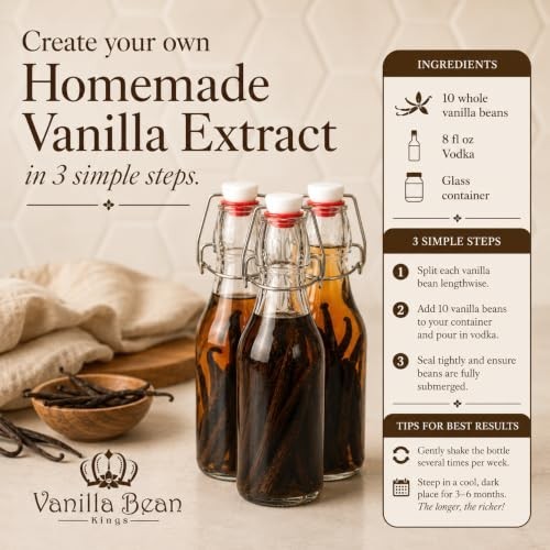 Organic Vanilla Beans 50 Grade A Whole Pods 5-7 Inch for Extract Baking