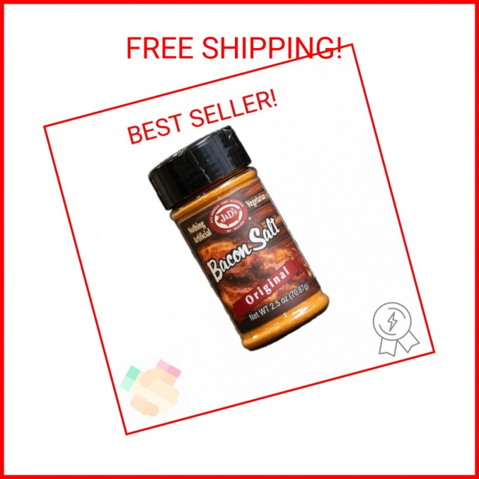 J&D’s Bacon Salt, Original, 2.6 Ounce, Bacon-Flavored Seasoning Salt, Vegan, Veg