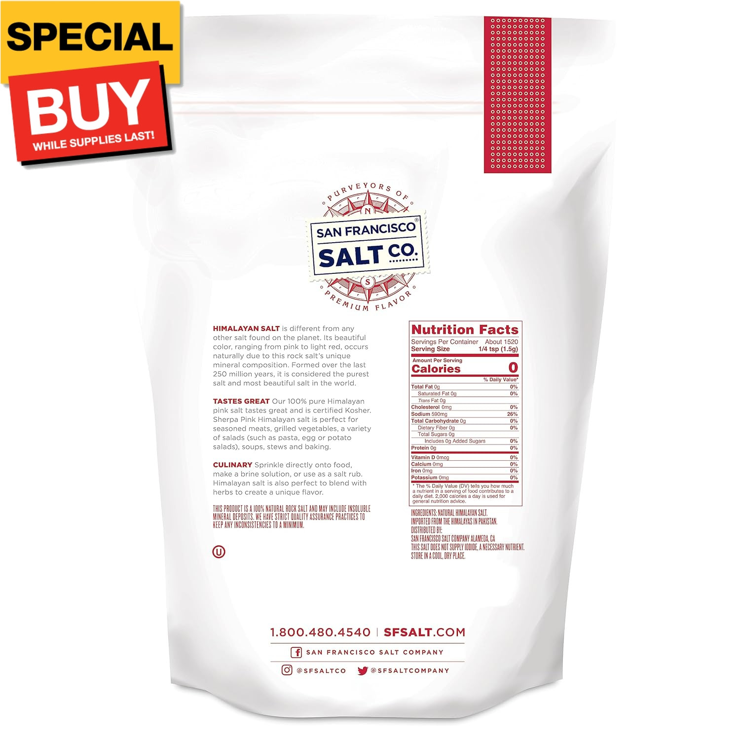 Himalayan Salt – 5 lb. Bag Coarse Grain – For Grinders and Salt Mills