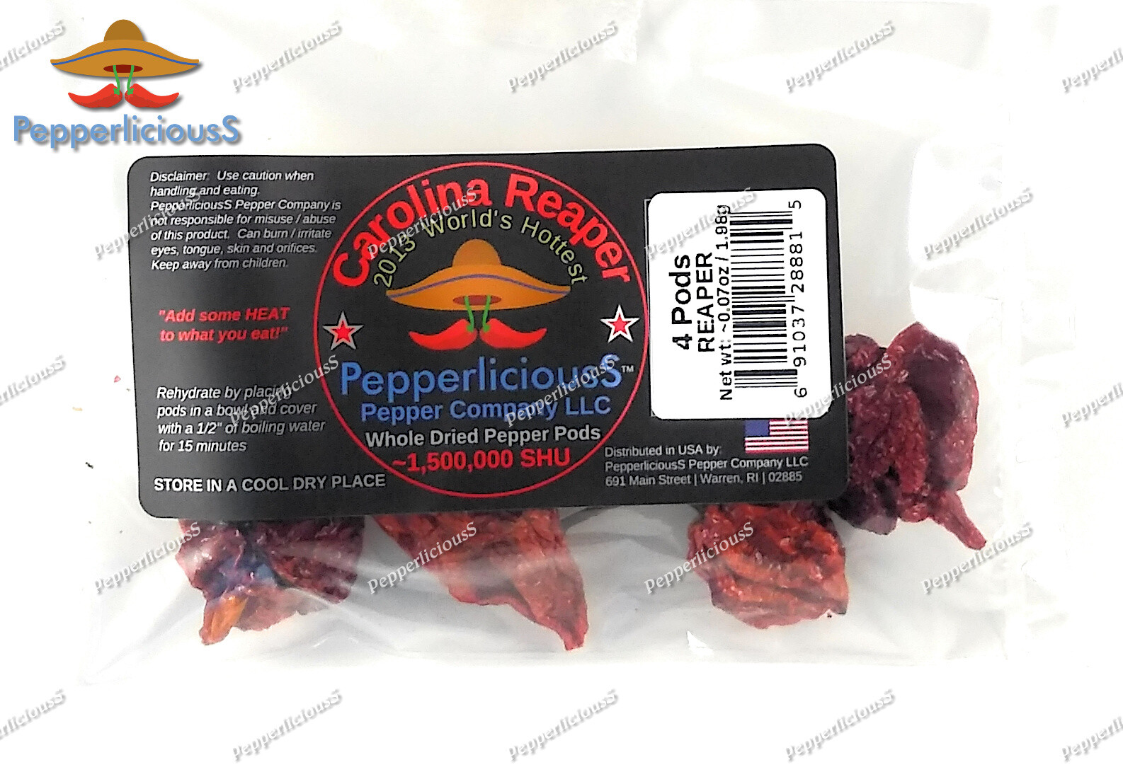 4 PODS DRIED – CAROLINA REAPER PEPPERS – WORLDS HOTTEST CHILI – PODS with SEEDS
