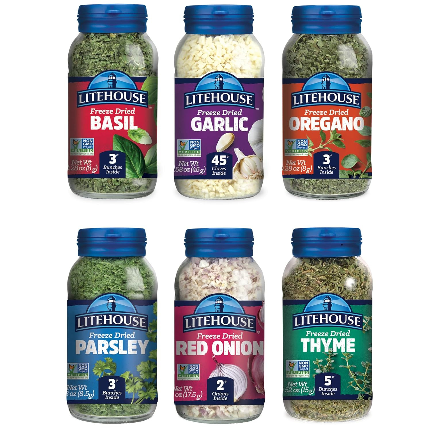 Freeze-Dried Herb Variety Gift Set, (Basil, Garlic, Oregano, Parsley, Red Onion,