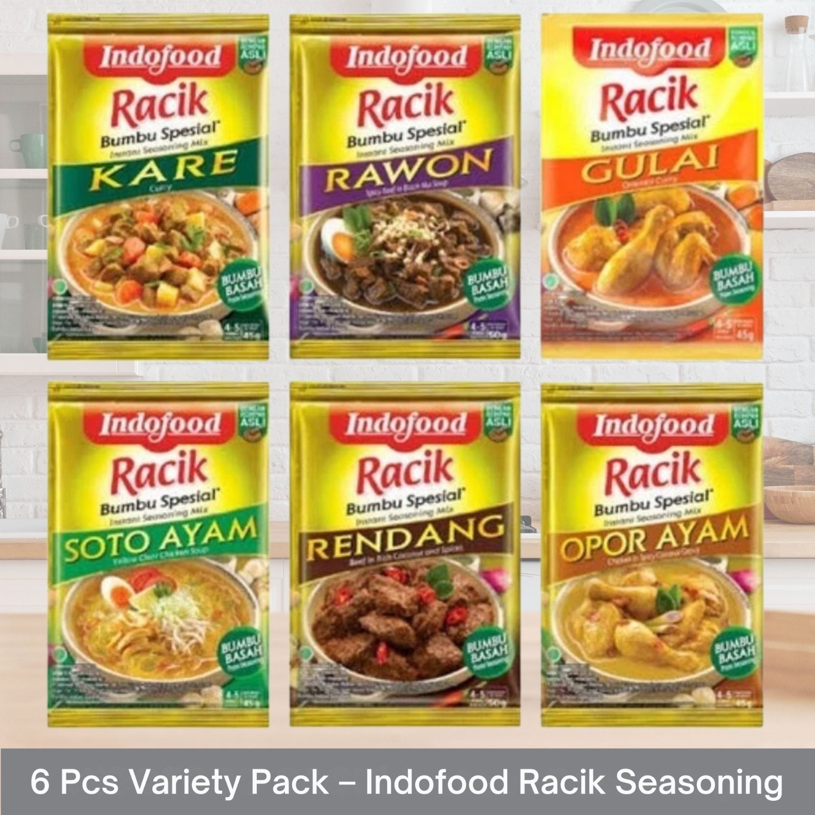 INDOFOOD RACIK Instant Seasoning Mix 6 Pcs | Indonesian Spices Halal