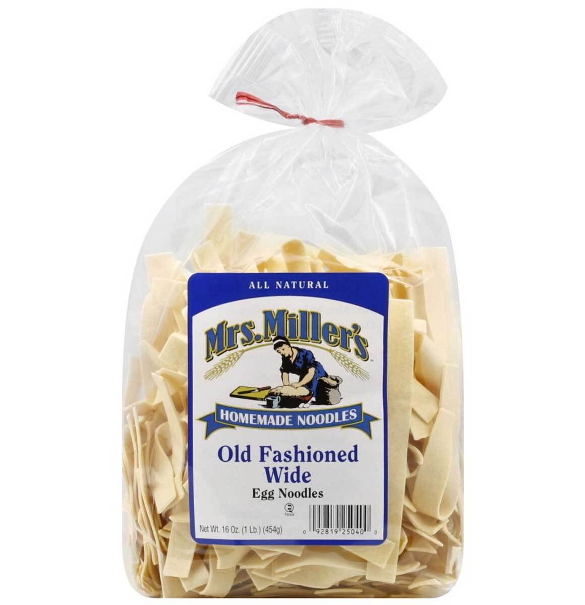 Mrs Millers Noodles Homemade Old Fashioned Wide Egg Noodles – 16 Oz – Pack of 6