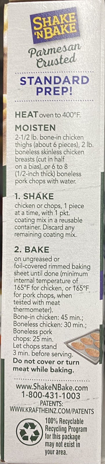 SHAKE N BAKE PARMESAN CRUSTED Seasoned Coating Mix 4.75 oz Box – 2 PACK