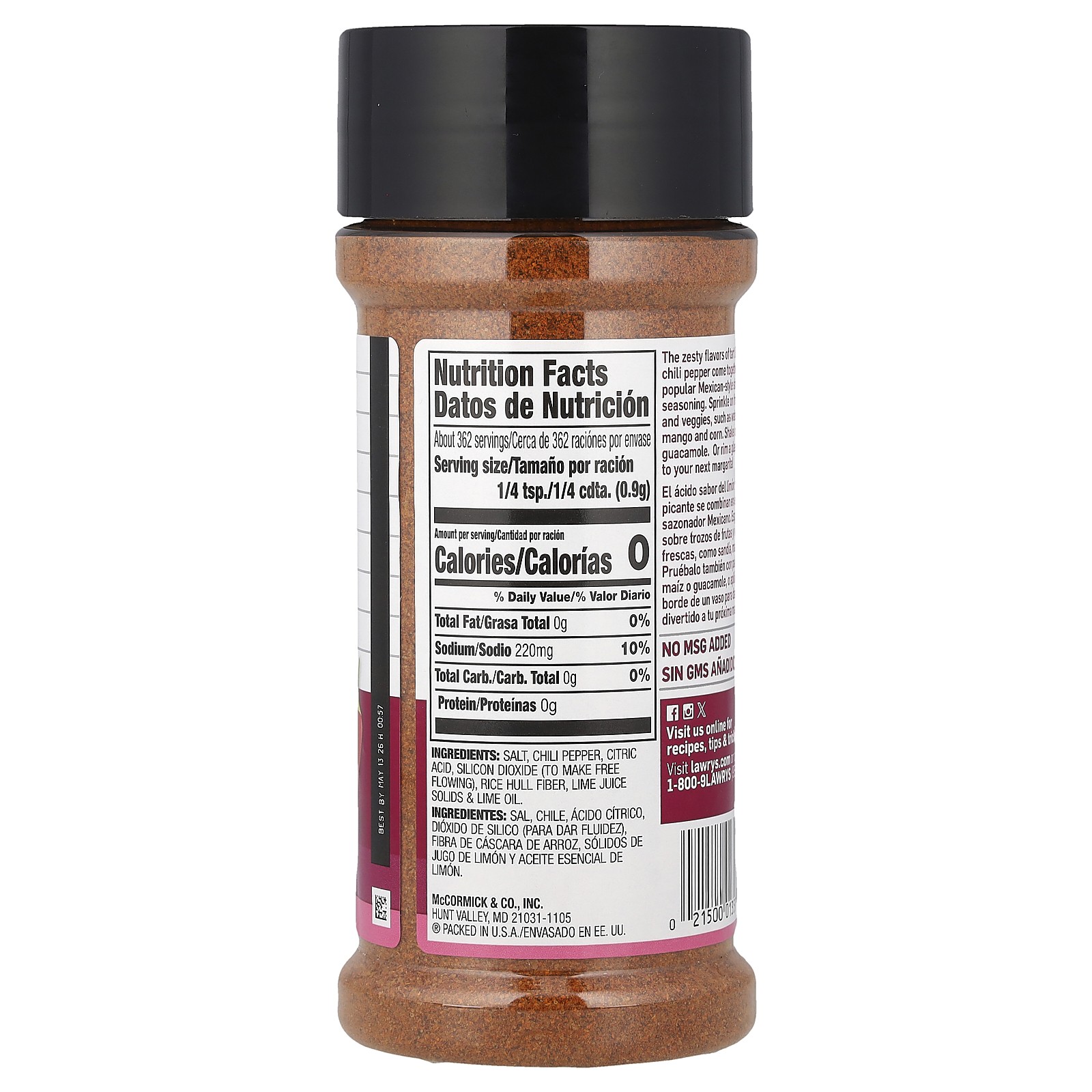 Casero, Chili & Lime Seasoning, 11.5 oz (326 g)