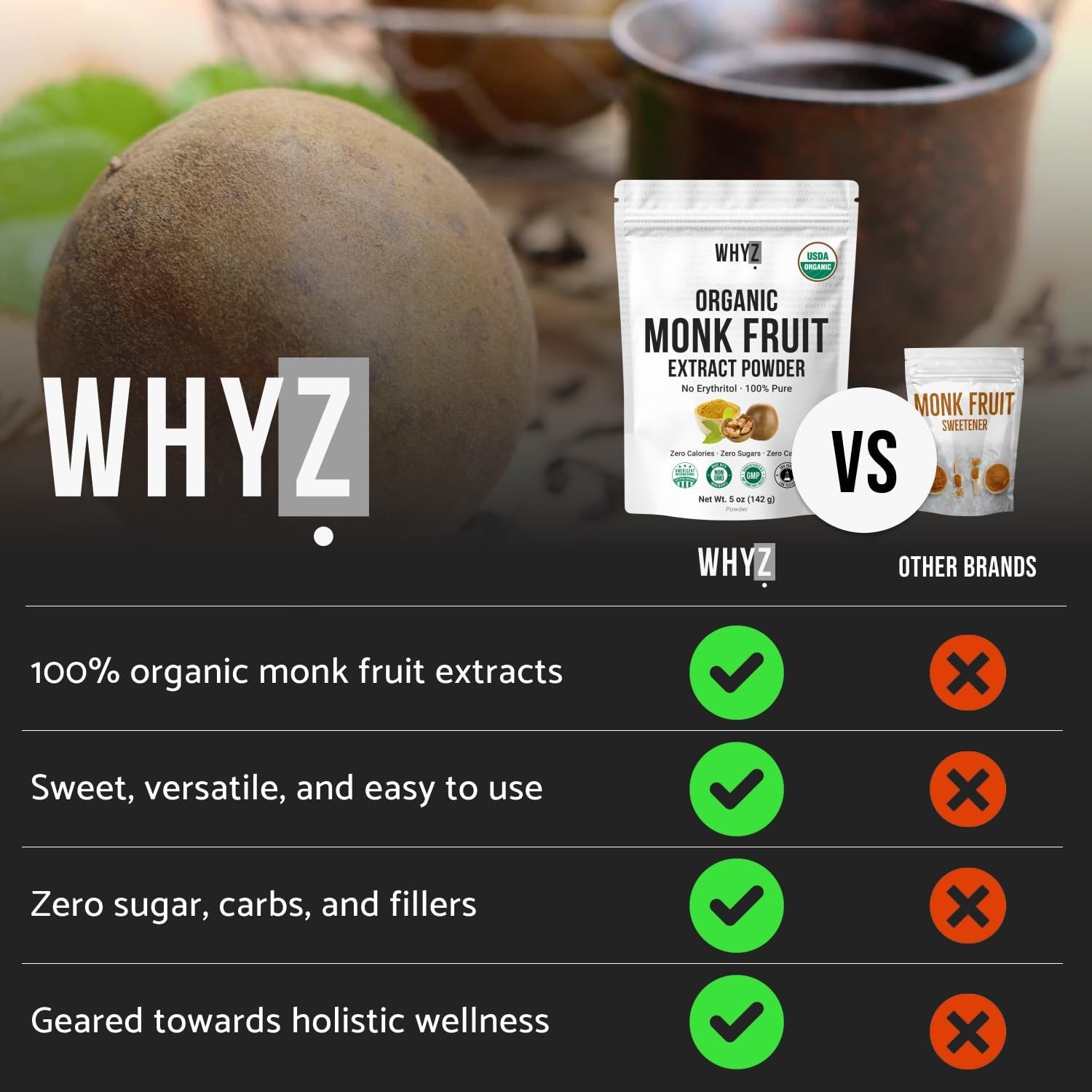Organic Monk Fruit Extract, 5 oz, Pure Monk Fruit Sweetener Organic No Erythr…