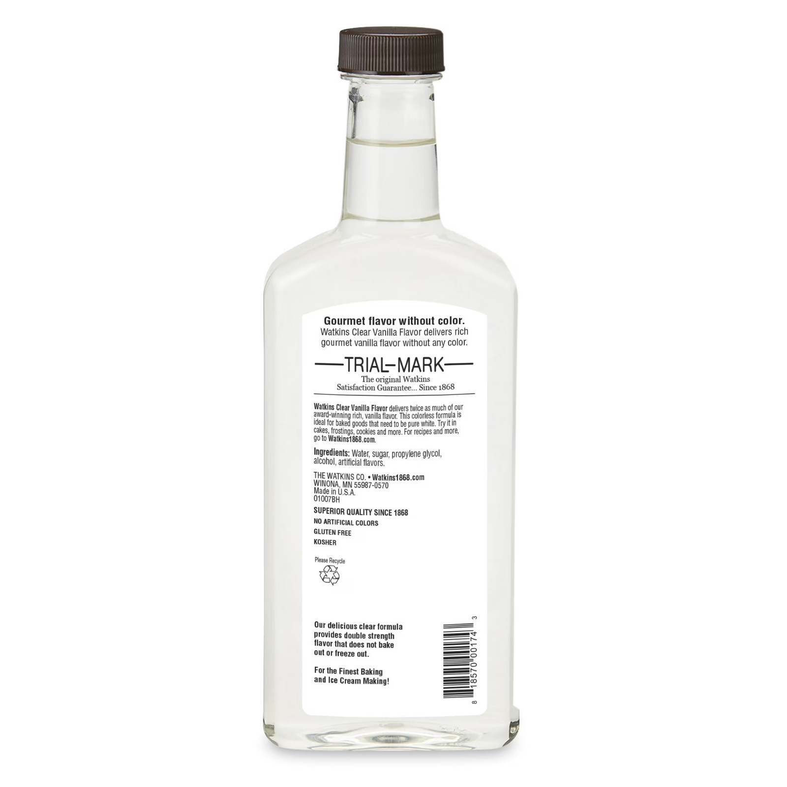 Watkins Clear Vanilla Flavor, 11 oz (Liquid, Shelf Stable)