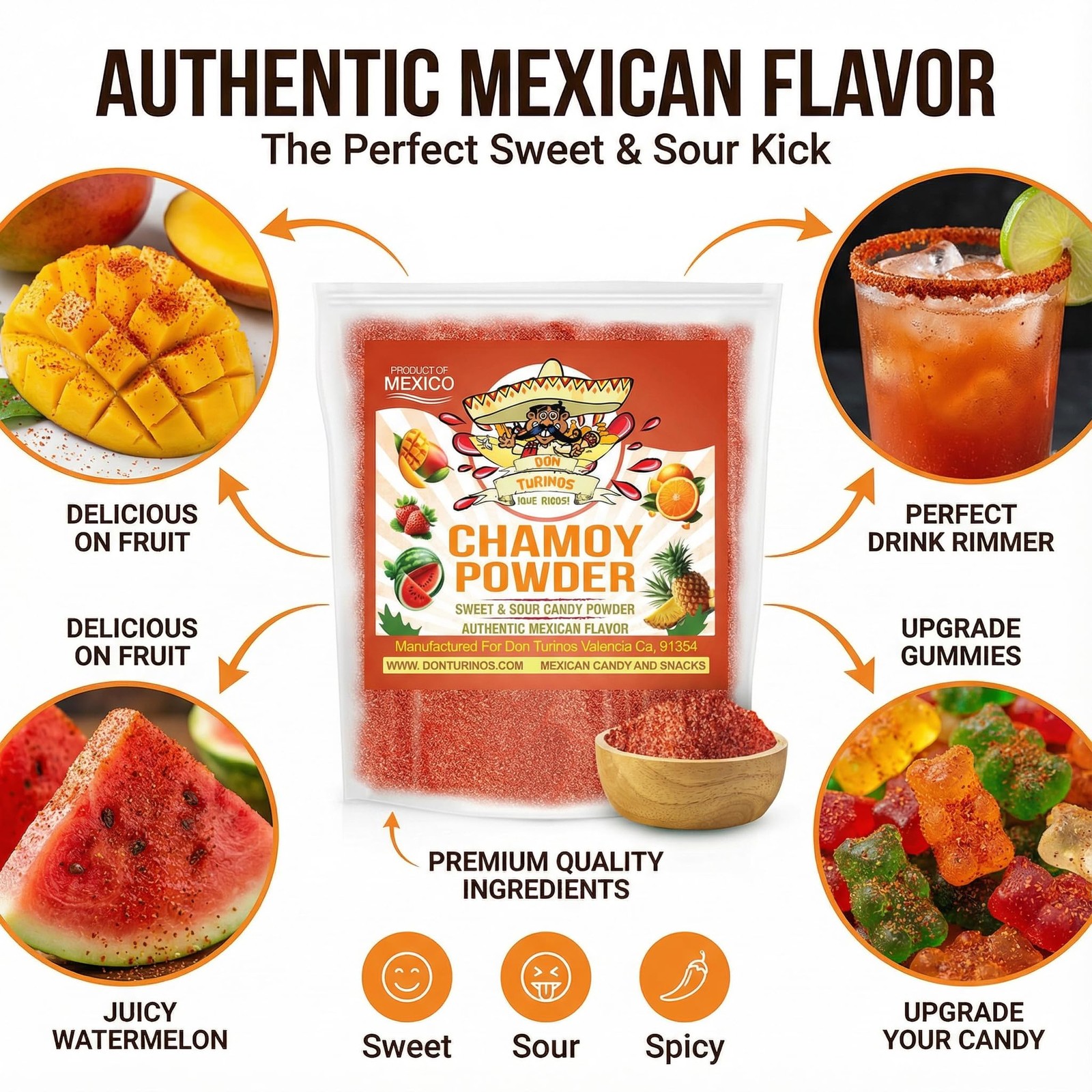 Chamoy Powder 12 oz Bag – Sweet, Spicy, Tangy Mexican Candy Powder for Fruit,…