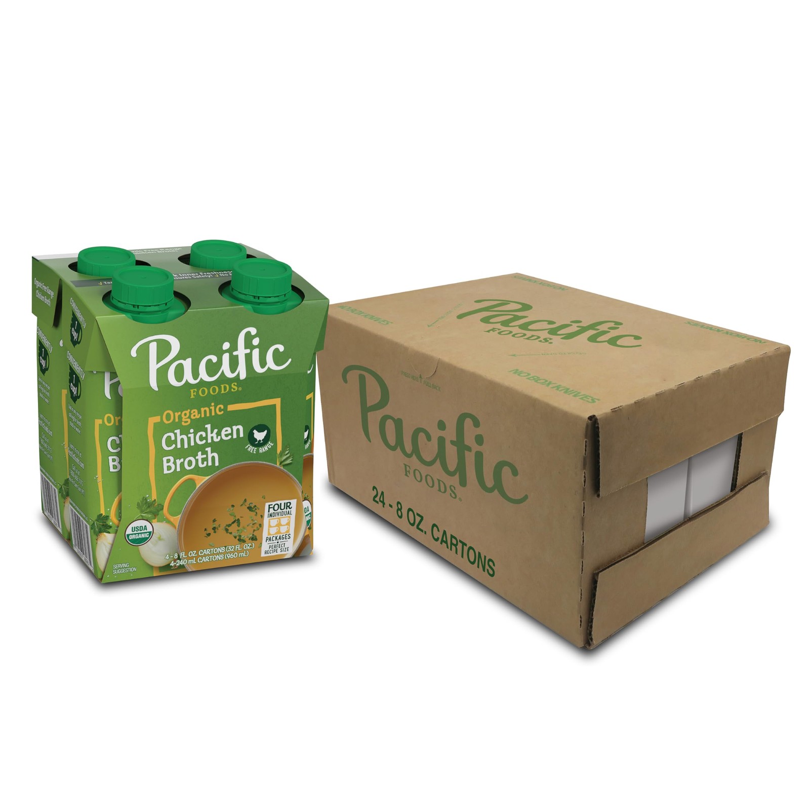 Organic Free-Range Chicken Broth, 8 oz Carton (24 Pack)