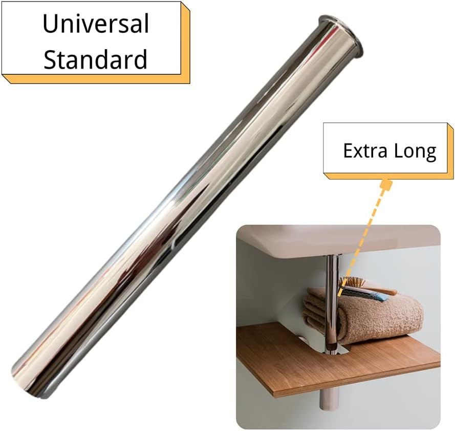 Heavy Duty Flanged Sink Tailpiece 1-1/4″ OD X 12″, Extension Tube for Trap, Drai