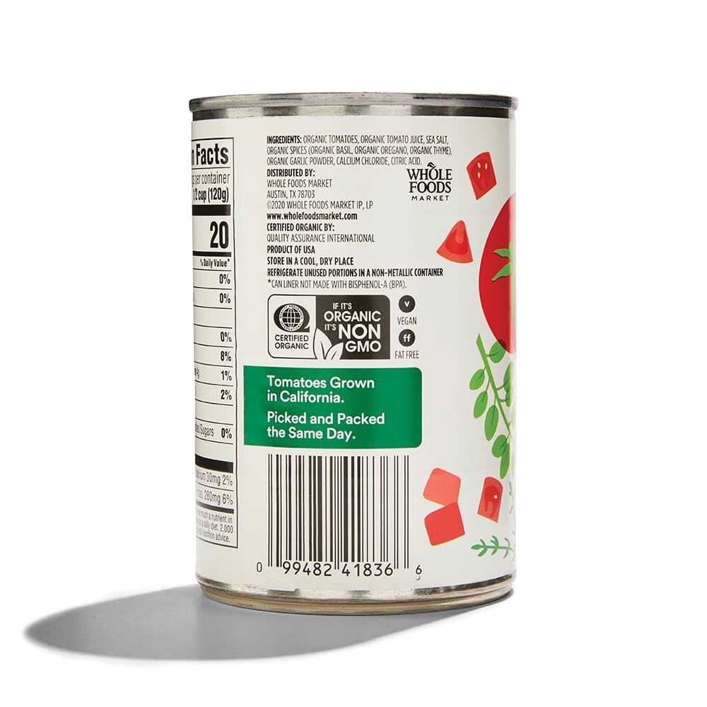 365 by Whole Foods Market, Organic Diced Tomatoes with 14.5 Ounce (Pack of 1)
