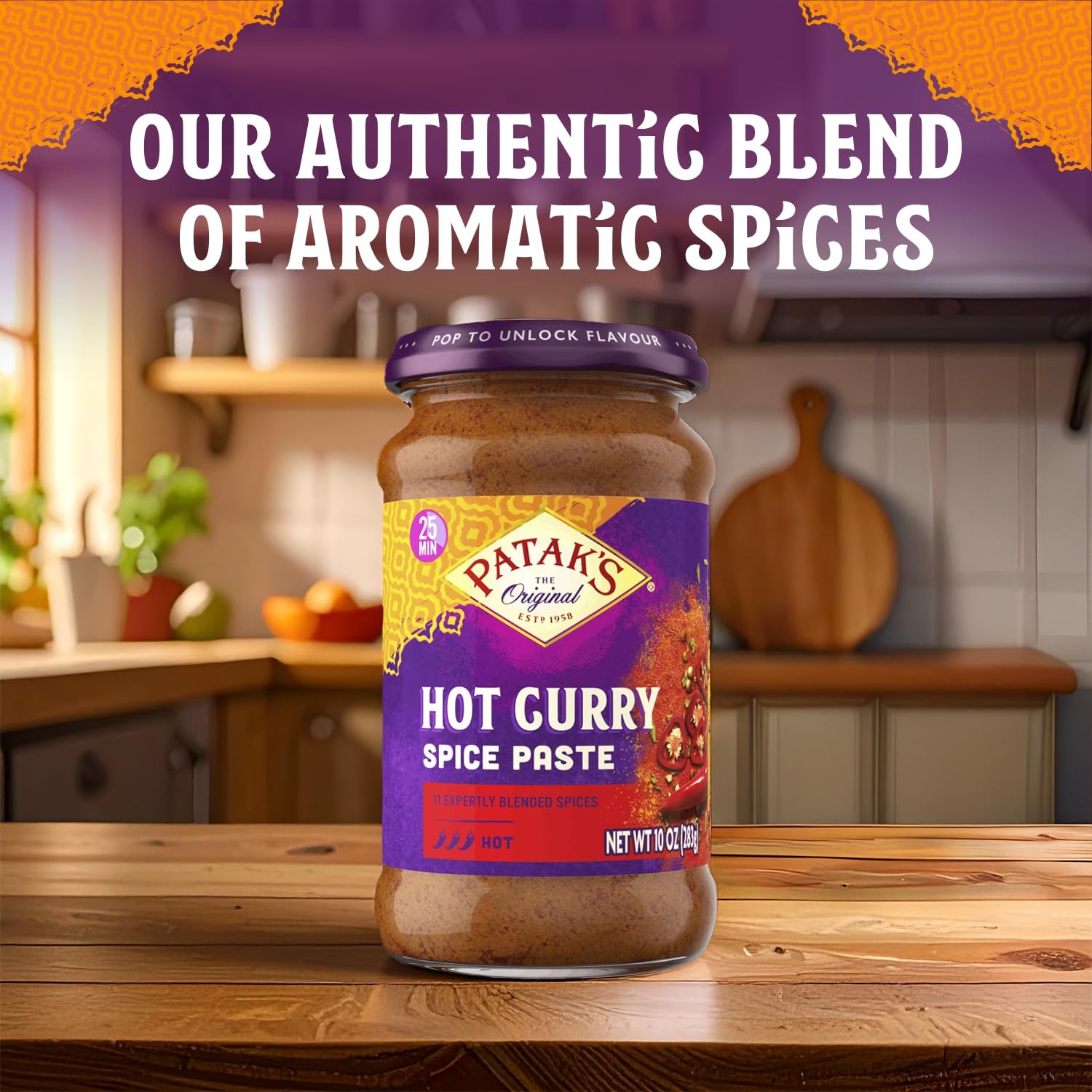 Patak’s Hot Curry Spice Paste – Indian Cooking 10 oz (Pack of 3)