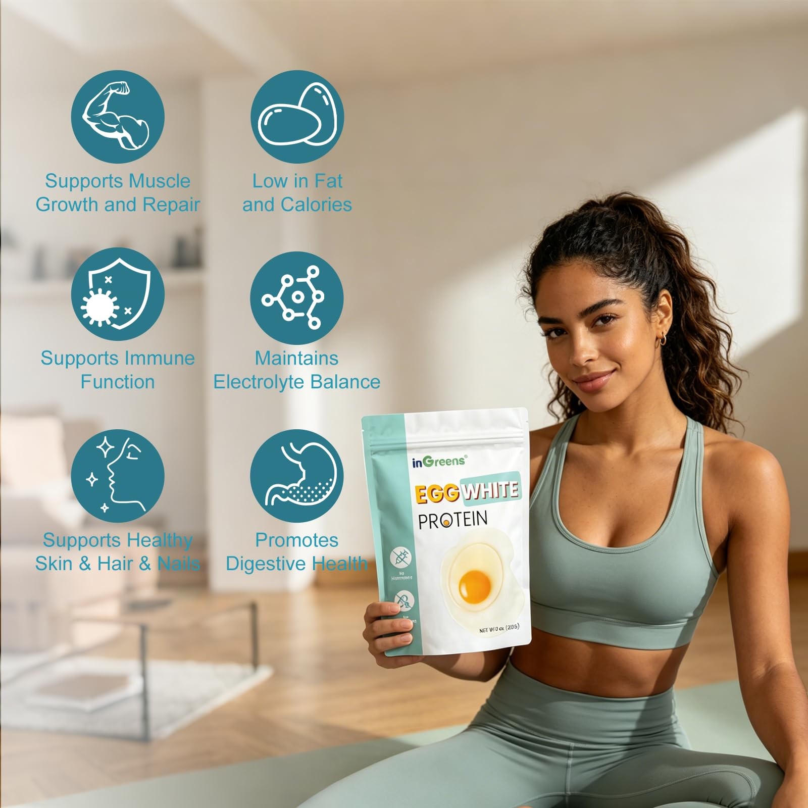 inGreens 10 Oz Dried Egg White Protein Powder, Gluten-Free & Non-GMO & Soy-Fr…
