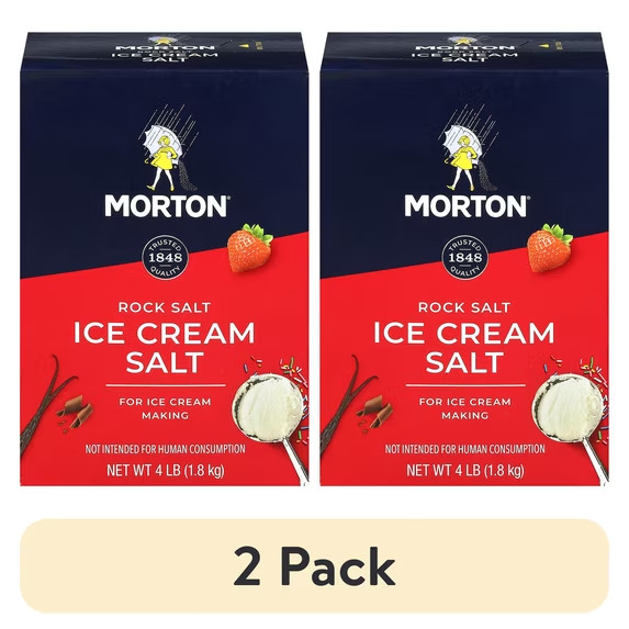 (2 pack) Morton® Ice Cream Salt, Rock Salt for Ice Cream Making, 4 lb each Box
