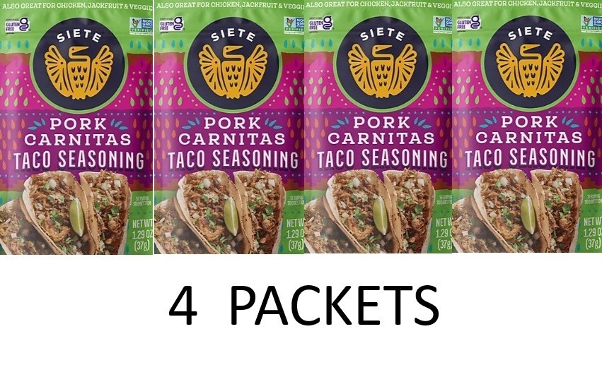 SIETE PORK CARNITAS Taco Seasoning Mix 1.29 oz Packet GLUTEN FREE – 4 PACKETS
