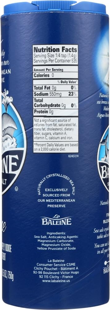 La Baleine, Sea Salt Canister, Fine, 26.5 oz (Pack of Ounce 3)