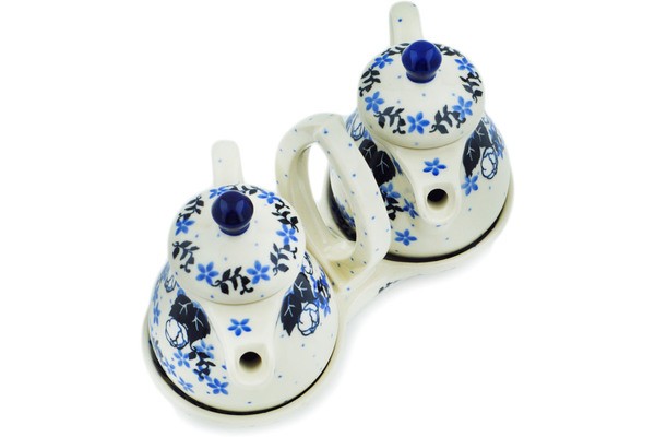 Polish Pottery Seasoning Set 6″ Flowers At Dusk-Artisanimports|9244