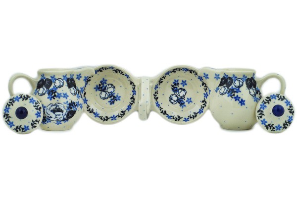 Polish Pottery Seasoning Set 6″ Flowers At Dusk-Artisanimports|9244