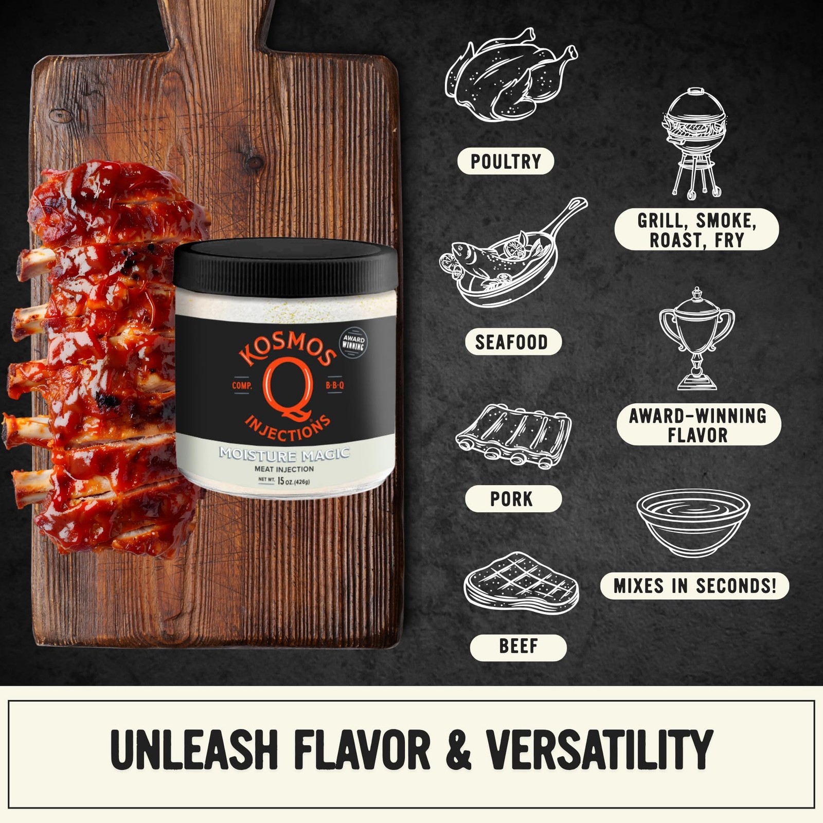 Kosmos Q Moisture Magic BBQ Injection, Competition Meat Marinade for Brisket,…