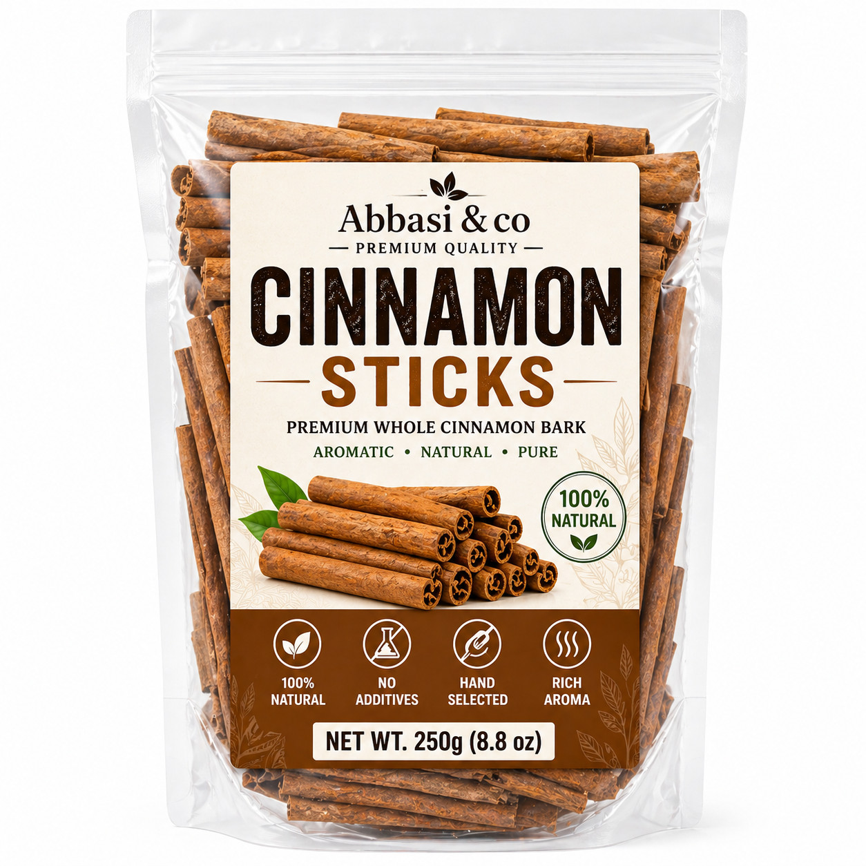 Premium Cinnamon Sticks 250g (8.8 oz) – Whole Cinnamon Bark, Fresh Aromatic, Nat