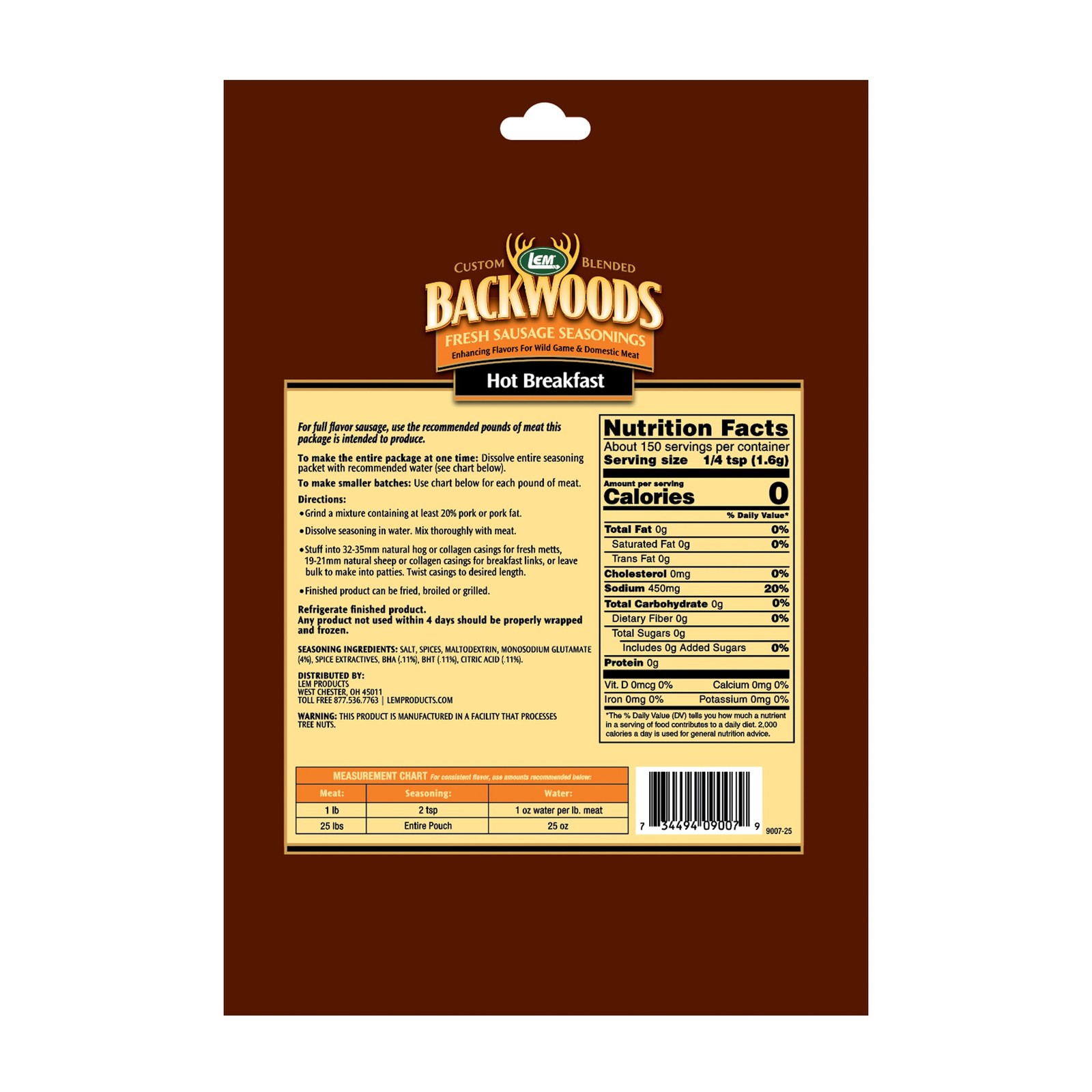 LEM Backwoods Hot Breakfast Fresh Sausage Seasoning