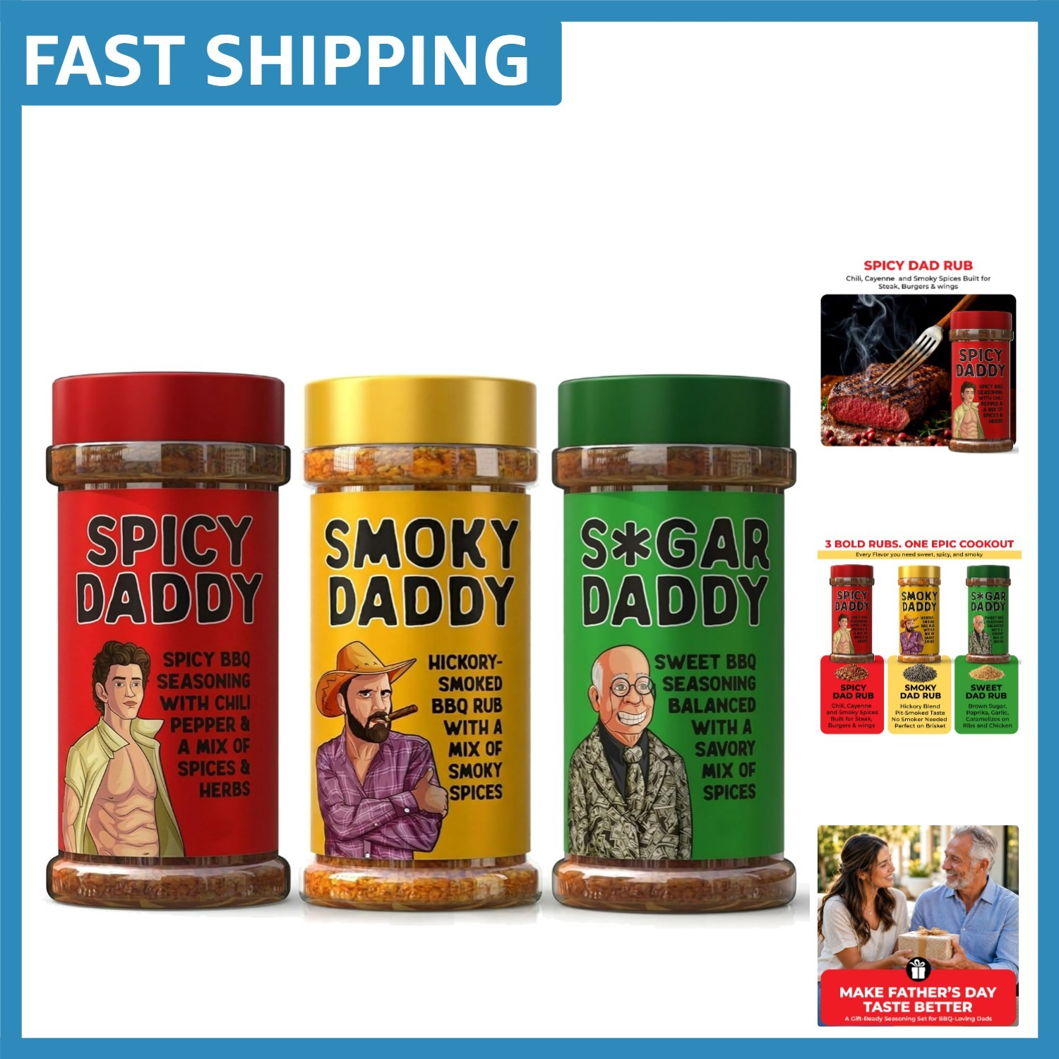 BBQ Rubs Gift Set for Men – Sweet, Spicy, Smoky Blends for Grilling Enthusiasts