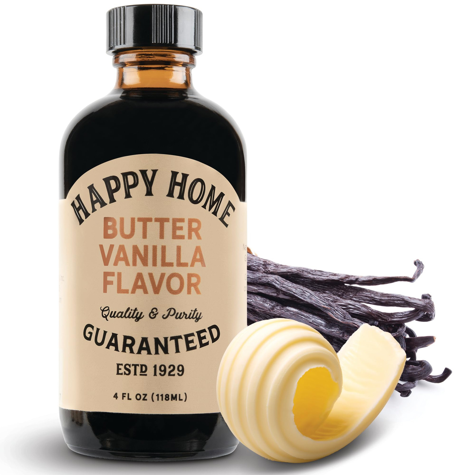 Premium Natural Butter Vanilla Flavor – Certified Kosher, 4 oz.