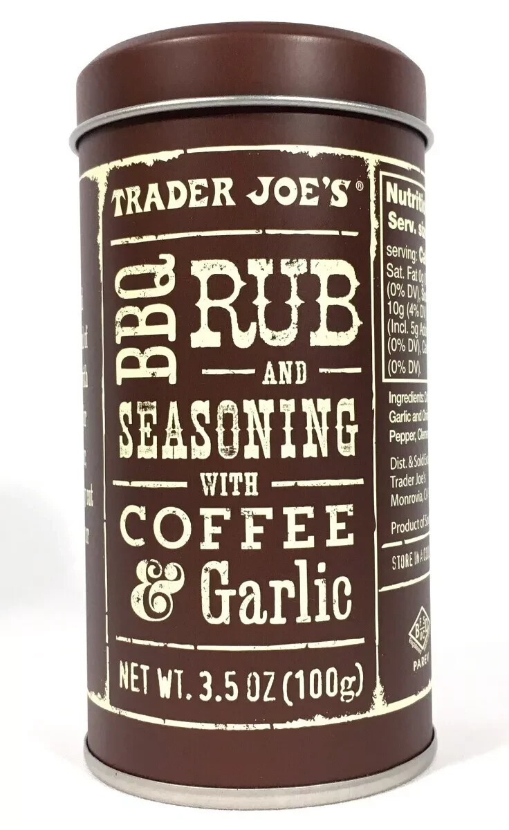 4 Pack Trader Joe’s BBQ Rub & Seasoning with Coffee Garlic 3.5 oz Shaker Tin Can