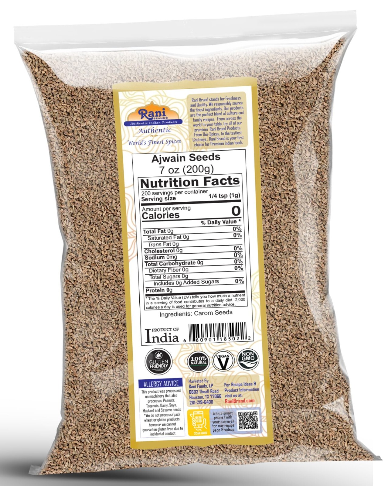 Rani Ajwain Seeds (Carom Bishops Weed) Spice Whole 7oz (200g)