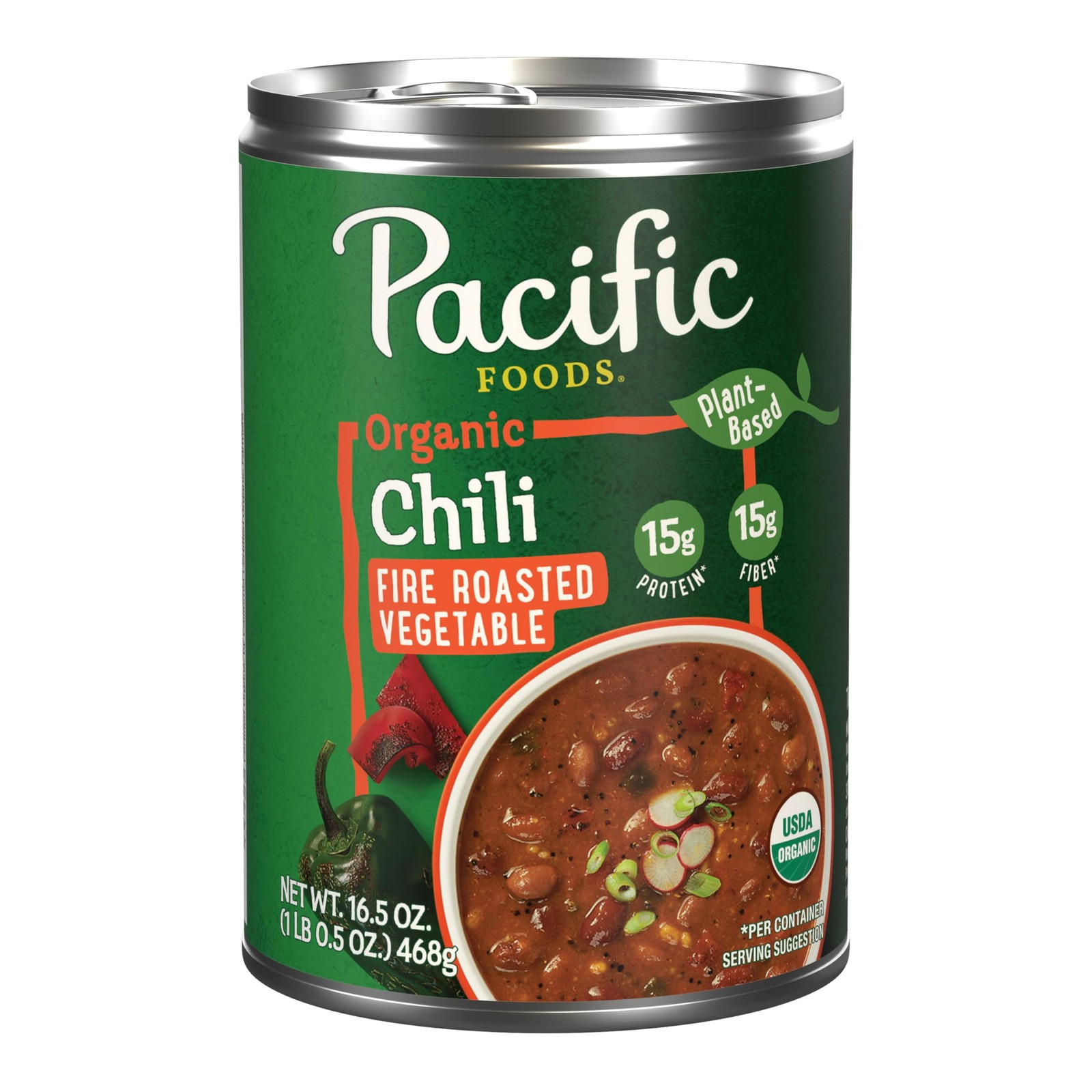 Pacific Foods Organic Fire Roasted 16.5 Ounce (Pack of 1), Vegetable