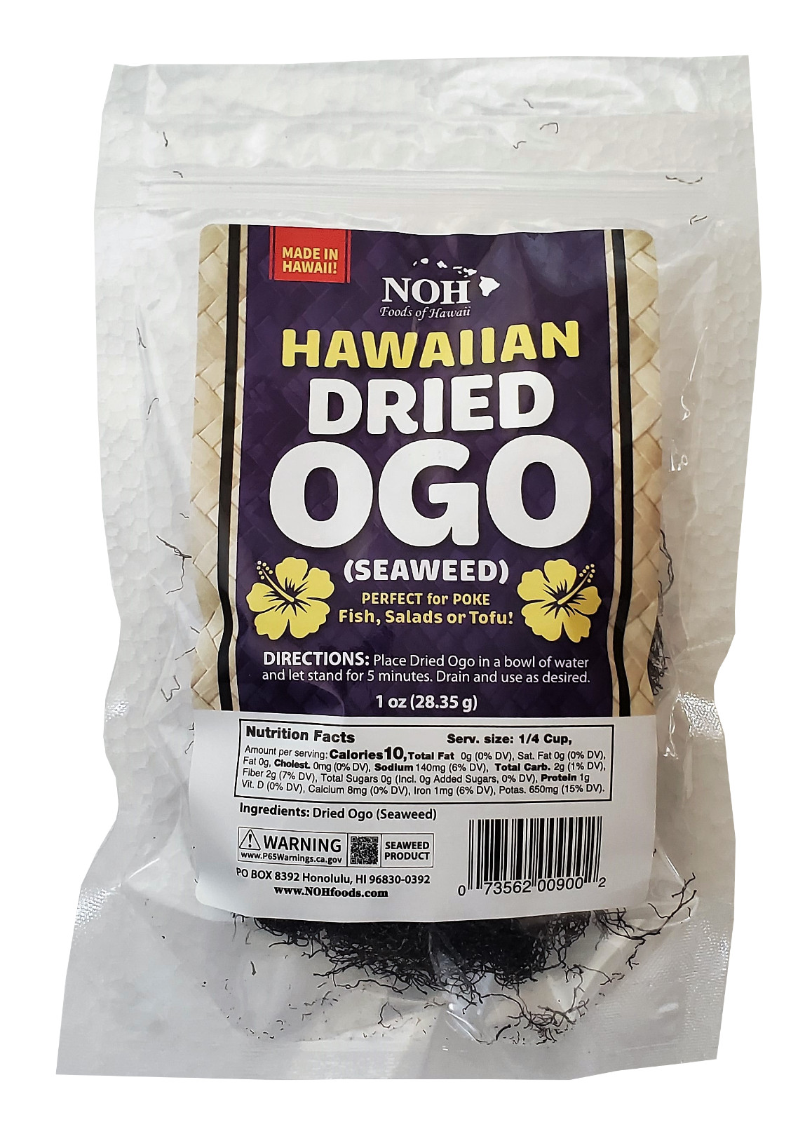 NOH Hawaiian Dried Ogo Seaweed – 1oz (Pack of 1) Sustainably Harvested for POKE