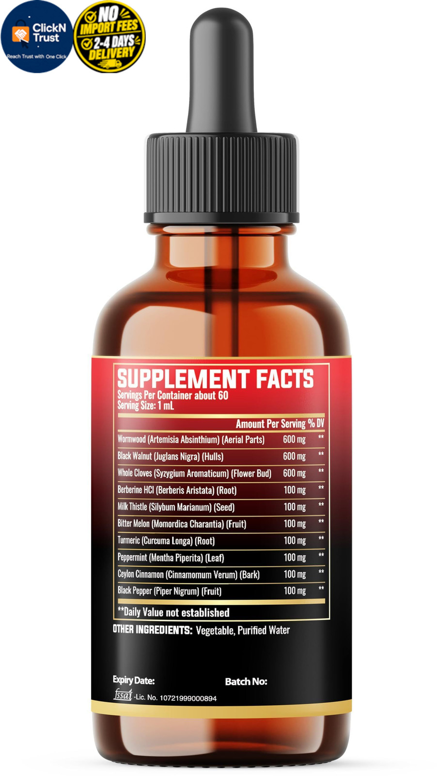 MILIVOL 10in1 Wormwood Liquid Drops with Wormwood, Black 2 Fl Oz (Pack of 1)