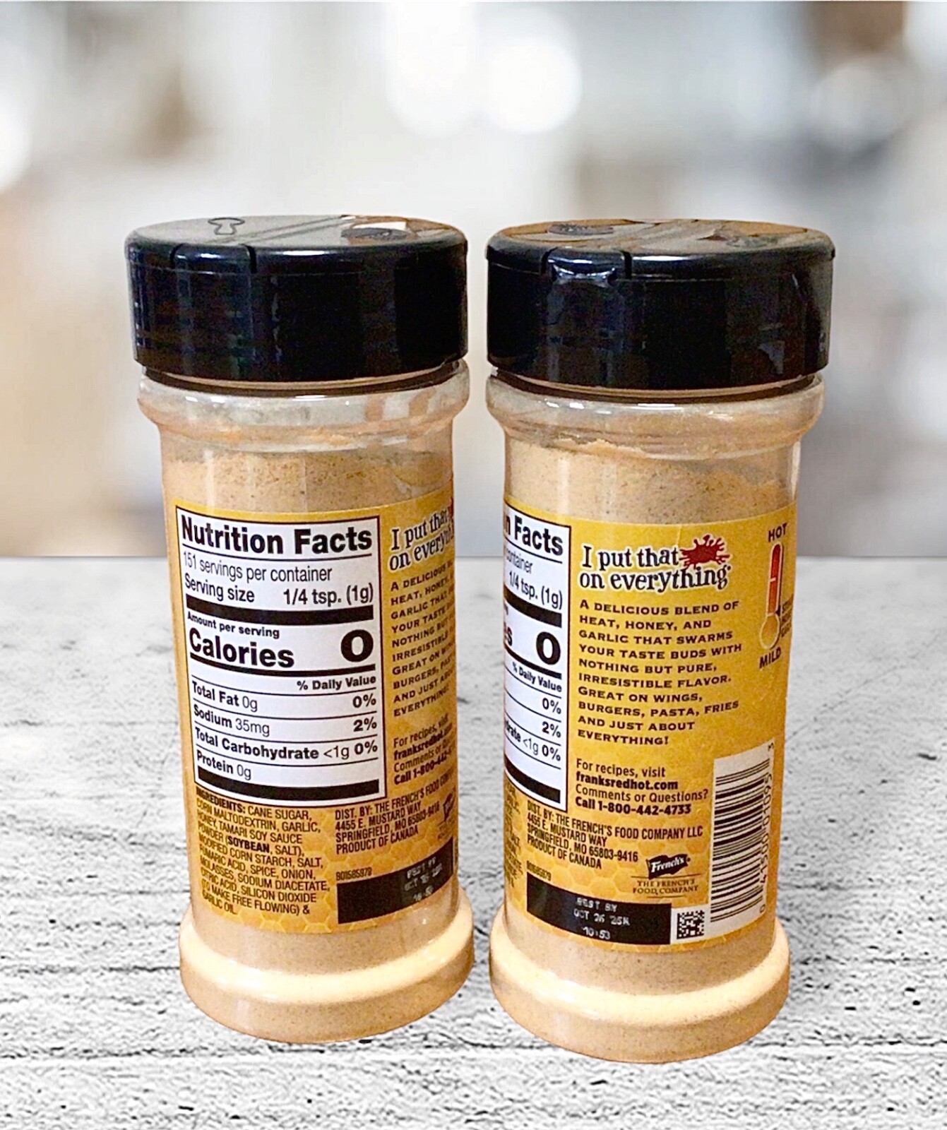 2 Frank’s Red Hot Gluten Free Stingin’ Honey Garlic Seasoning Blend, 5.36 oz