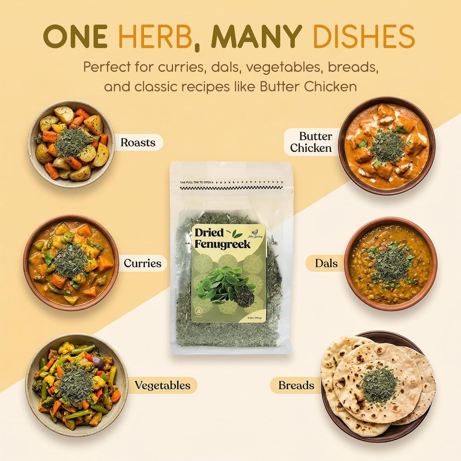 Miss Spring Dried Fenugreek Leaves – Kasuri Methi – 6 Oz