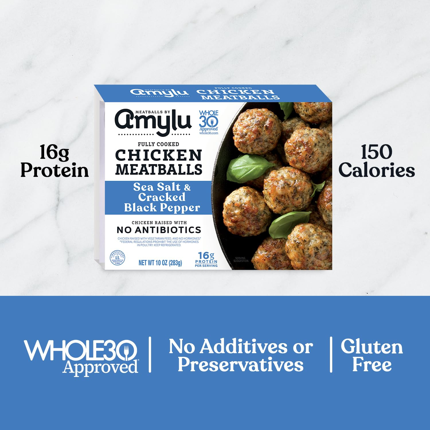 Foods Sea Salt & Cracked Black Pepper Chicken Meatballs, Natural Ingredients, 16