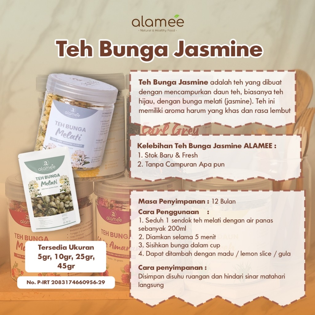 Organic Jasmine Flower Tea 10g Dried Infusion For Brewing Daily Ritual