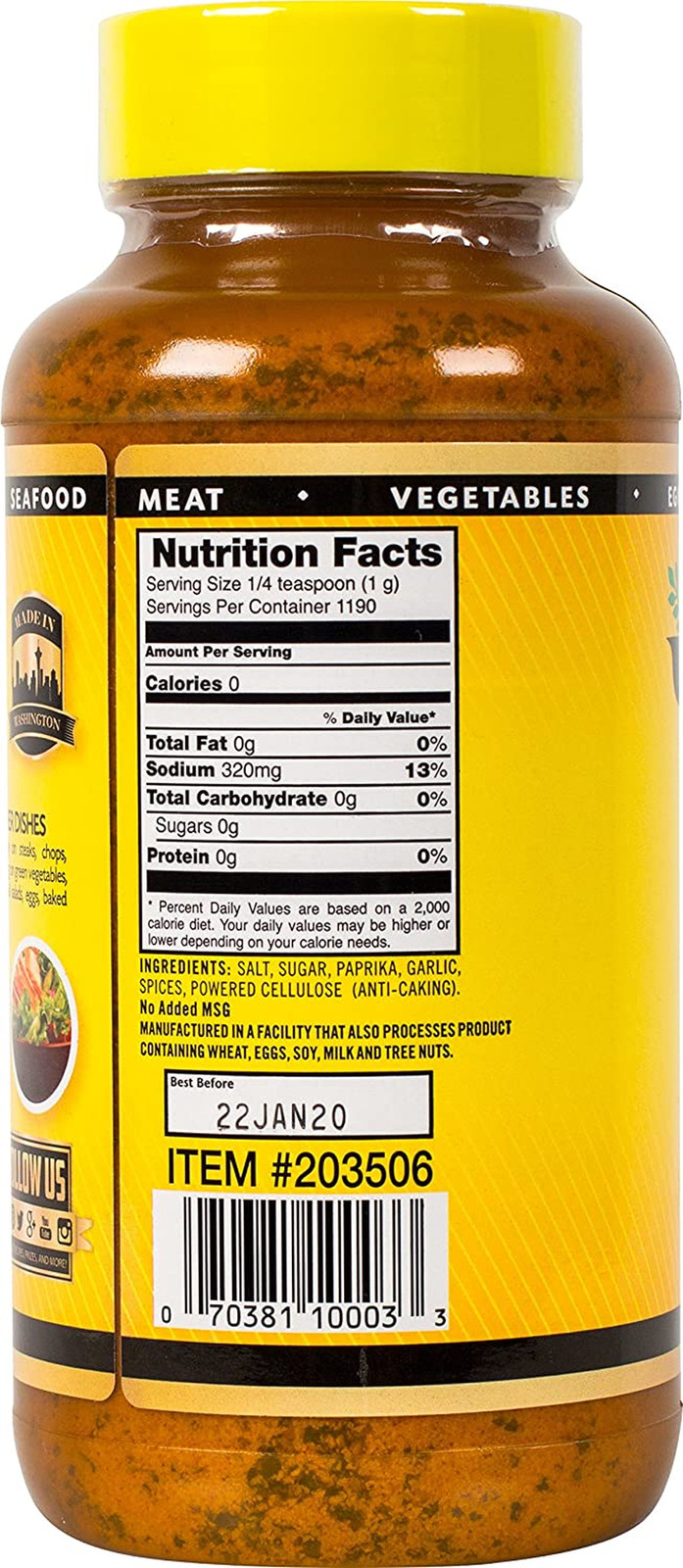 Johnny’S Seasoning Salt No Msg, 42 Oz