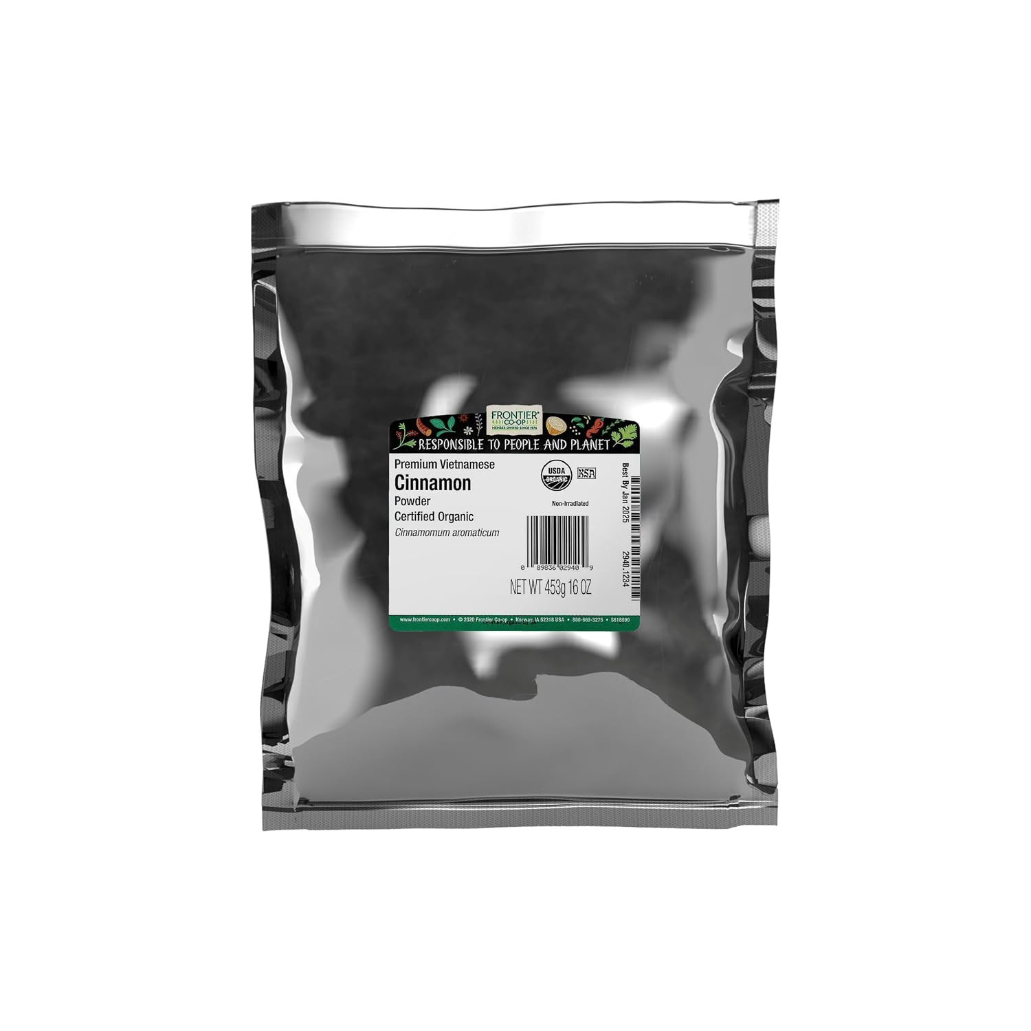 Frontier Organic Ground Vietnamese Cinnamon, 1-Pound Bulk, Premium Quality Cinna