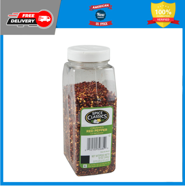 Spice Classics Crushed Red Pepper, 12 oz – One 12 Ounce Container of Dried .