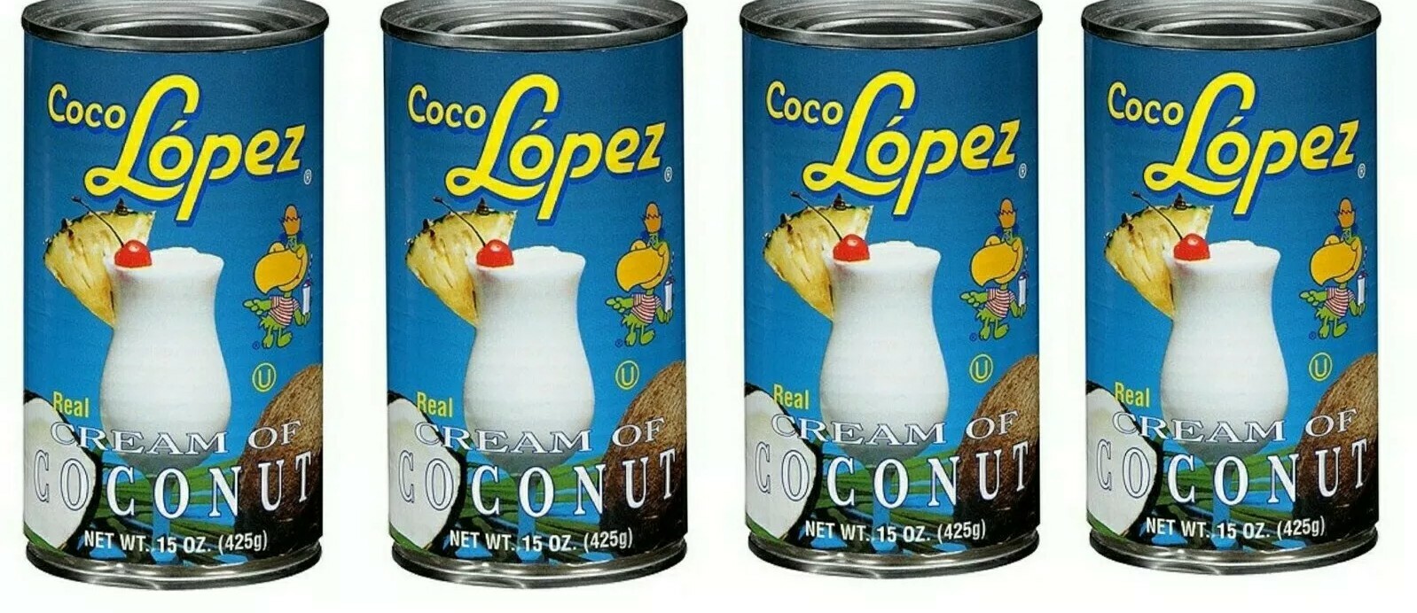 4 Cans-15oz. Coco Lopez Real Cream Of Coconut for Piña Colada & others Desserts