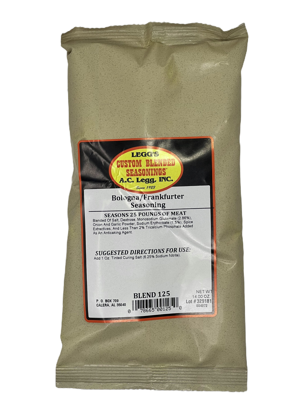 AC Legg’s Bologna / Frank Seasoning Blend 125 – 14 oz Seasons 25 lbs of Meat