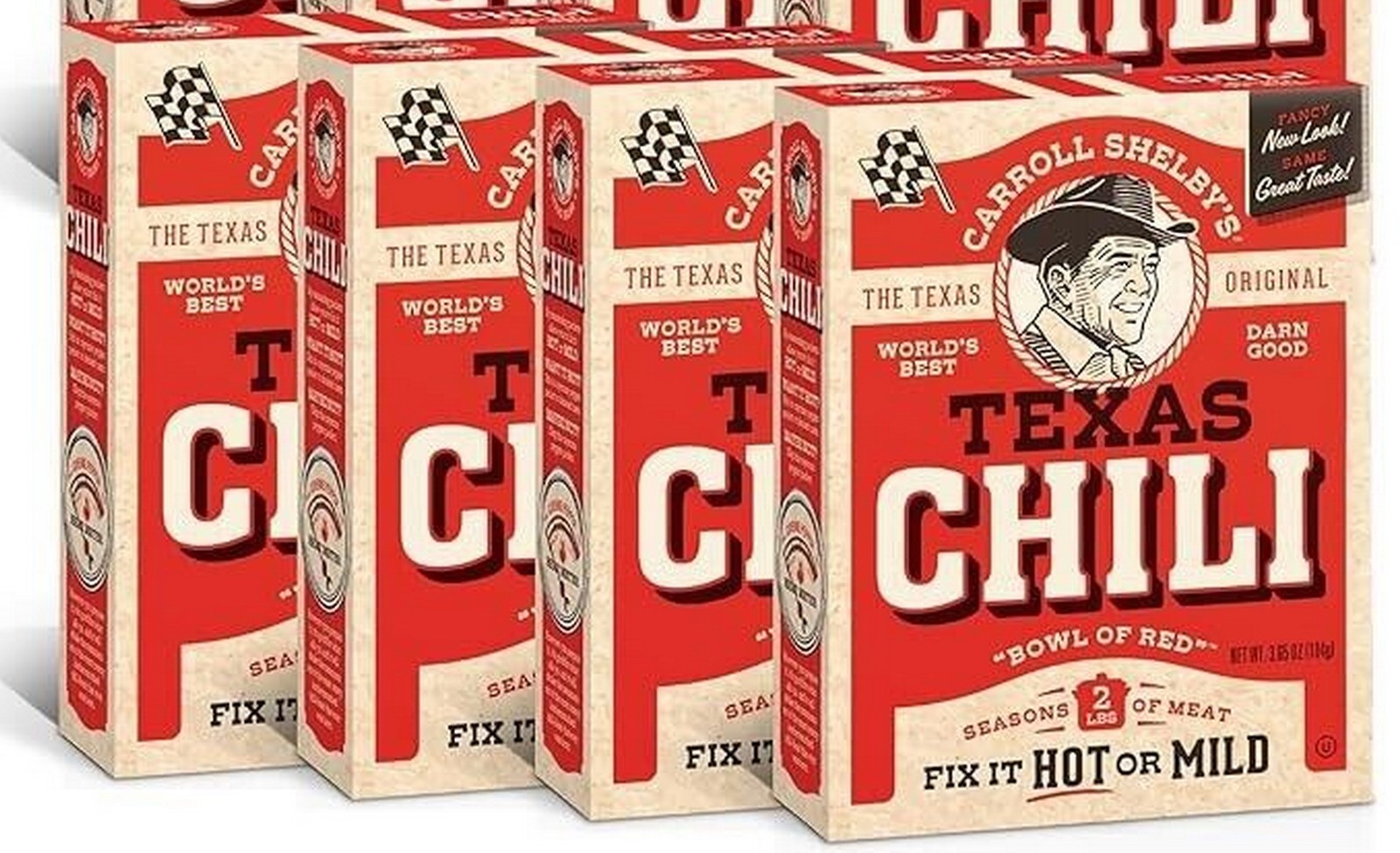 8 PACK Carroll Shelby’s Original Texas Chili Kit 3.65 oz – Authentic Mix