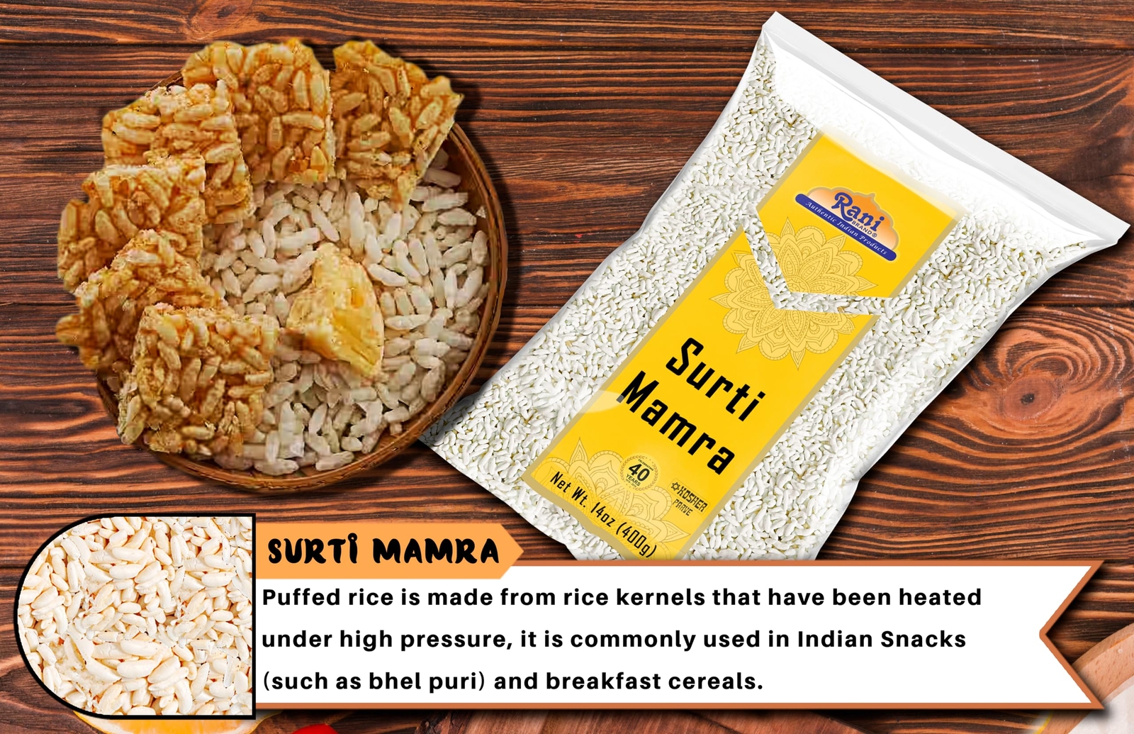 Rani Surti (Surati) Mamra (Puffed Rice) 14oz (400g)
