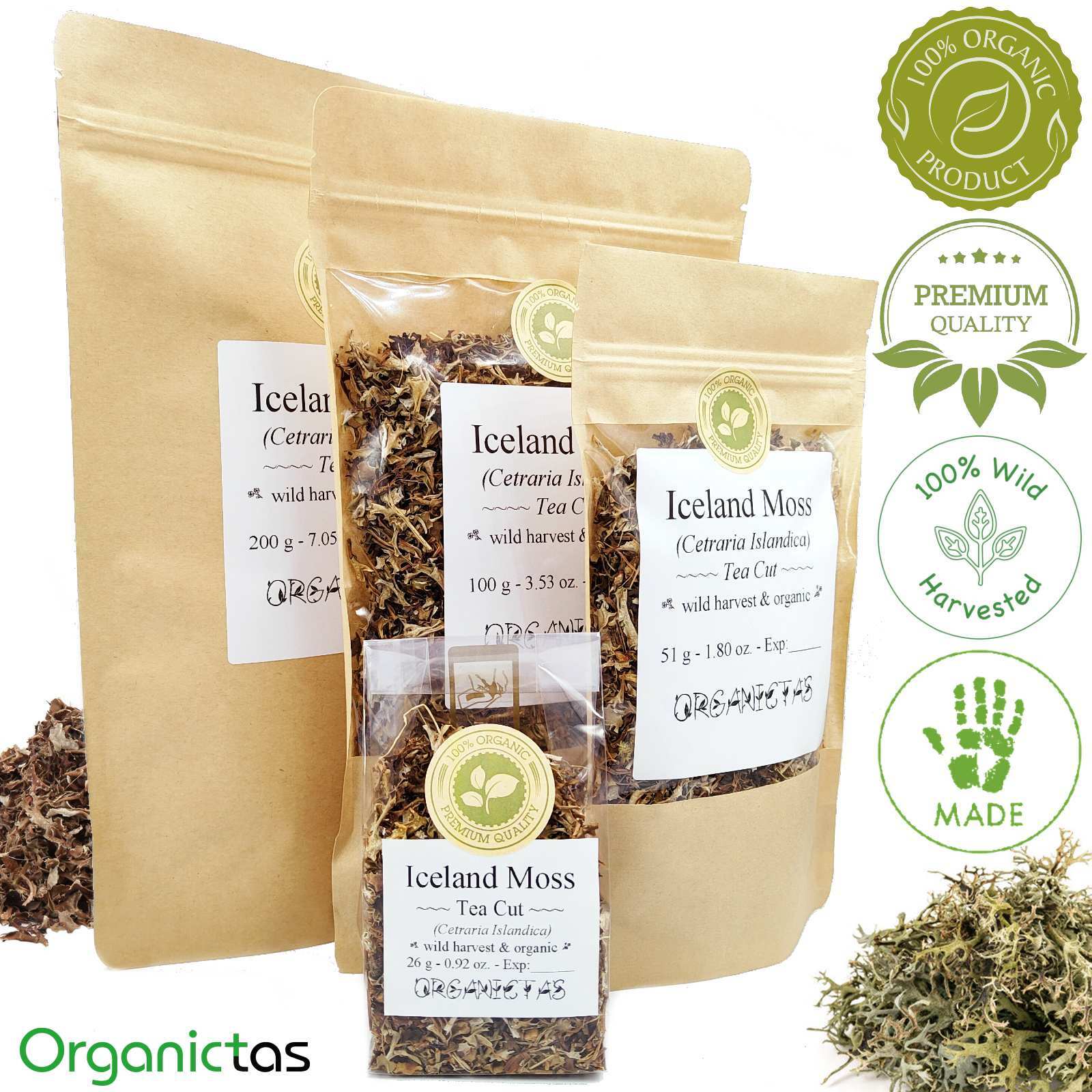 Iceland Moss Tea Organic ( Cetraria islandica ) Dried Cut Loose Premium Quality