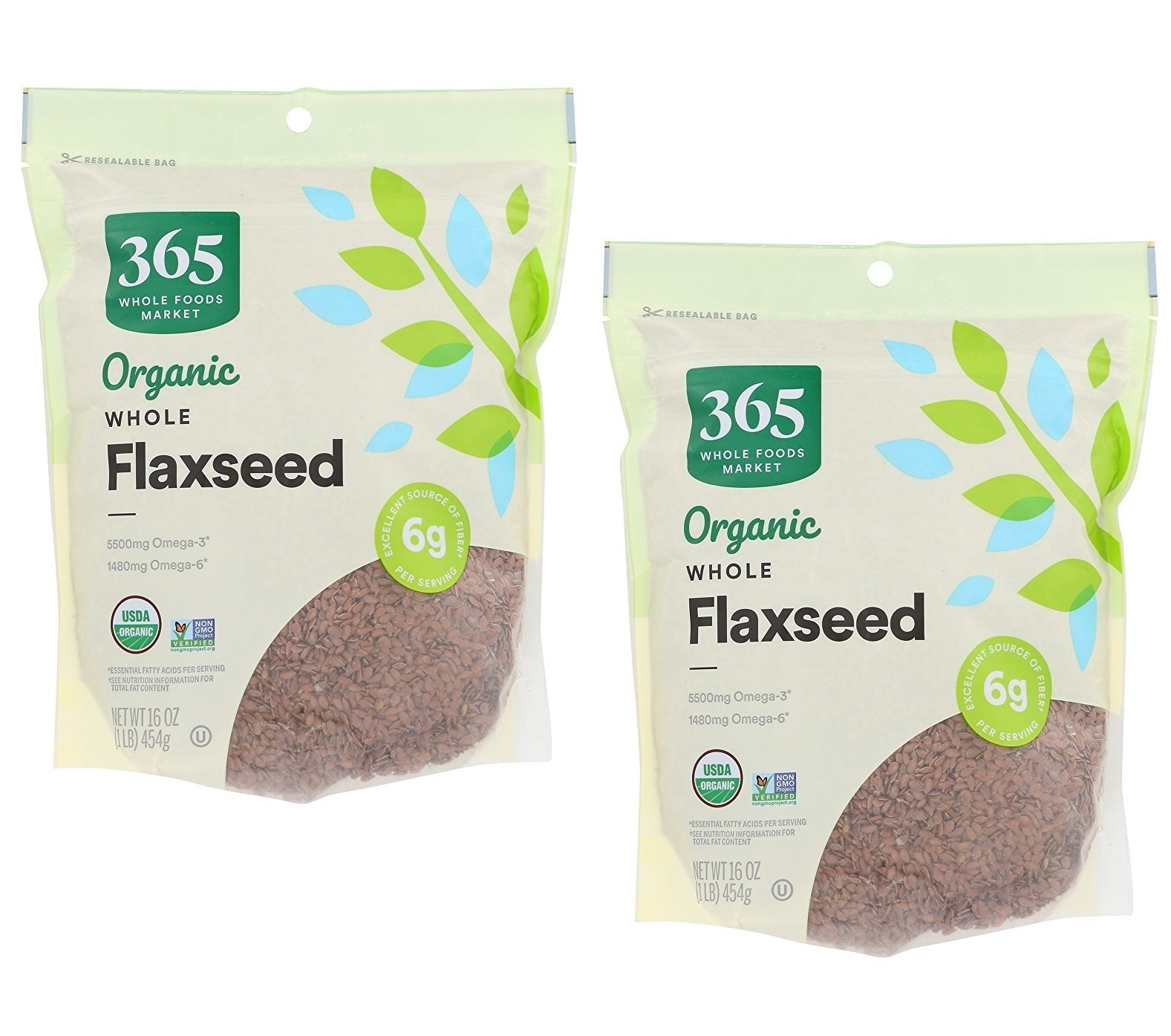 365 by Whole Foods Market Organic Whole Flaxseed, 16 Oz (Pack of 2)