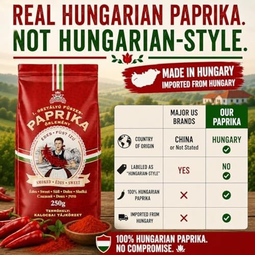 Hungarian Sweet Smoked Paprika (8.8oz/250g) Imported from Kalocsa, Hungary