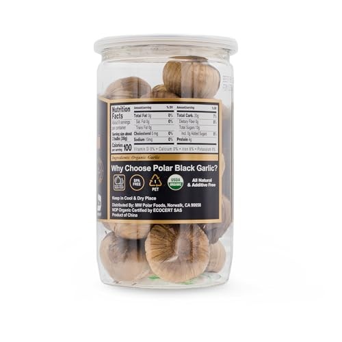 MW Polar USDA Organic Black Garlic 8.8oz (Pack of 1), Whole Bulbs, Pack 1