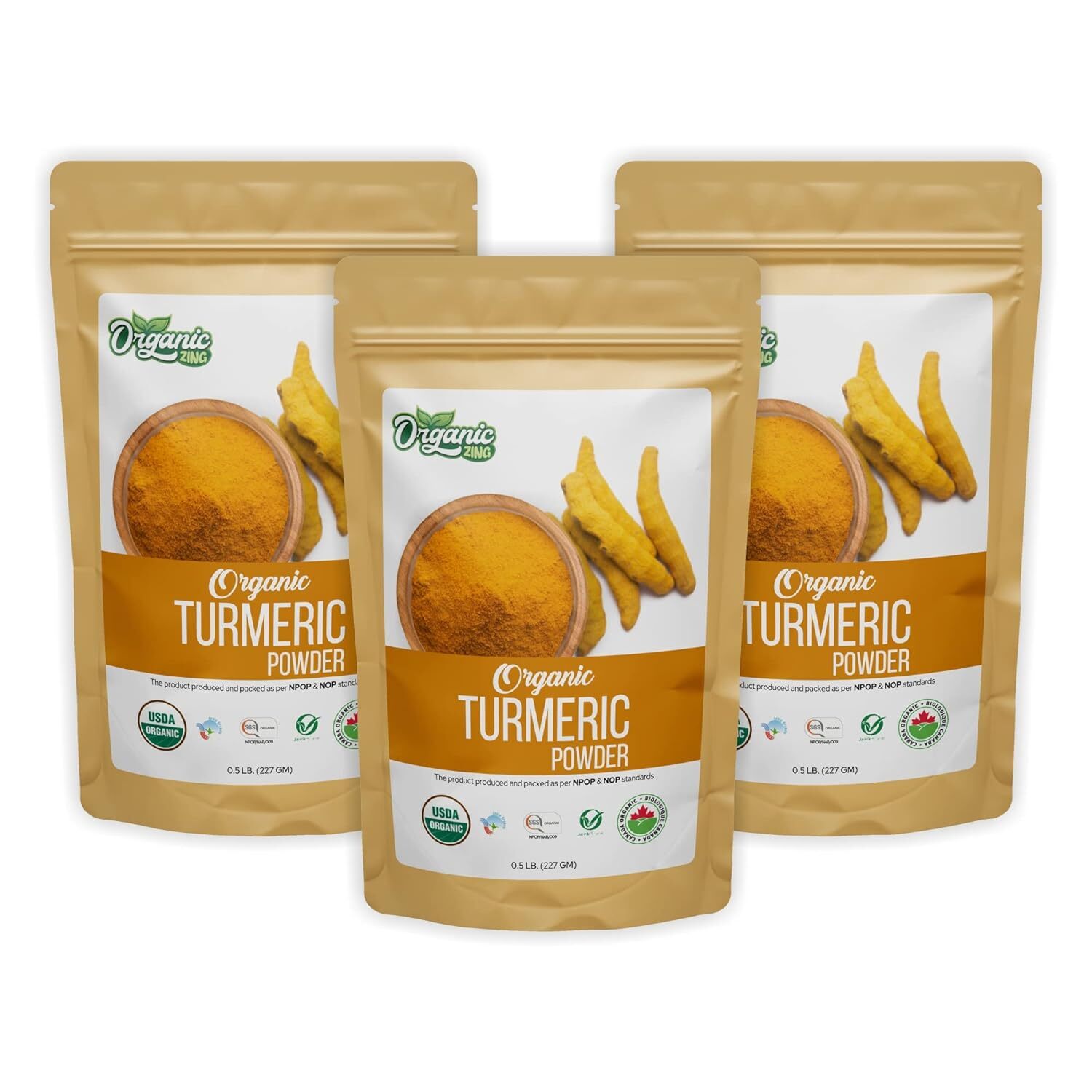 Organic Zing Turmeric Powder 227gm Each Pack Of 3